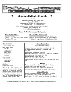 Parish Bulletin - Dayton - St Ann`s Roman Catholic Church