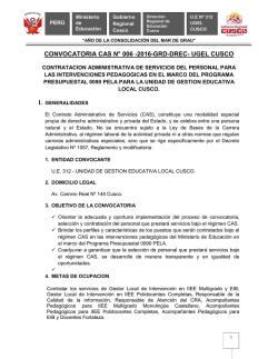 CONVOCATORIA CAS N° 006 -2016-GRD-DREC