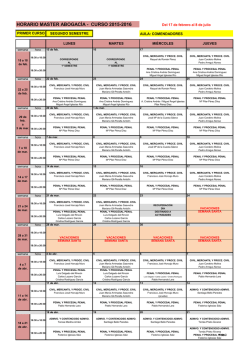 Horario Máster Acceso Abogacía. Segundo semestre curso 2015