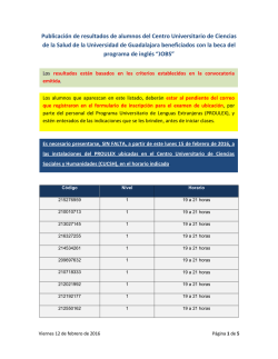 Publicación de resultados de alumnos del Centro Universitario de