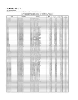 Lista de Precios Maximo de Venta al Publico Tuboauto, C.A. RIF