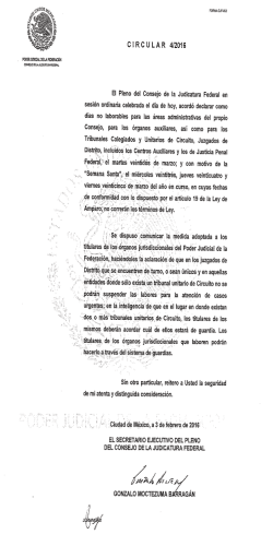 Circular 4/2016 del Consejo de la Judicatura Federal referente al 22