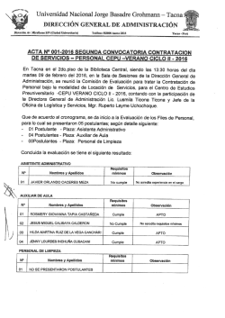 Personal CEPU Verano Ciclo II - 2016: Resultados y aptos para la