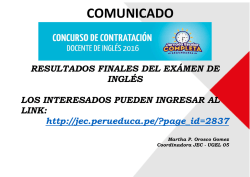 COMUNICADO URGENTE - Resultados Finales del Exámen de Inglés