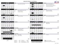 2016 – 2017  School Calendar