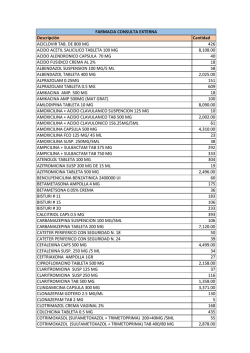Descripción Cantidad ACICLOVIR TAB. DE 800 MG 426 ACIDO