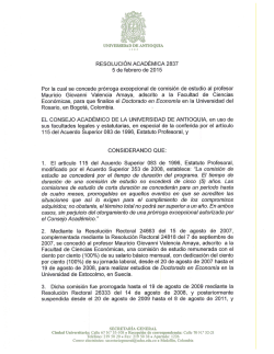 resolución académica 2837 - Universidad de Antioquia