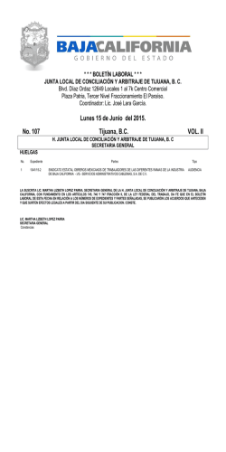 Lunes 15 de Junio - Junta Local de Conciliacion y Arbritaje en