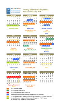 Calendar of events