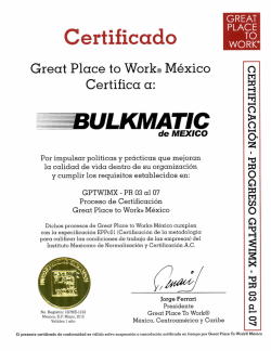 Certificado - Bulkmatic de México