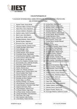 Lista de Participantes al “I COLOQUIO INTERNACIONAL
