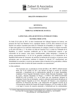 Sentencia SC TSJ lapso para apelar sentencia interlocutoria mercantil