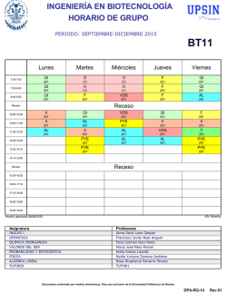 ingeniería en biotecnología horario de grupo