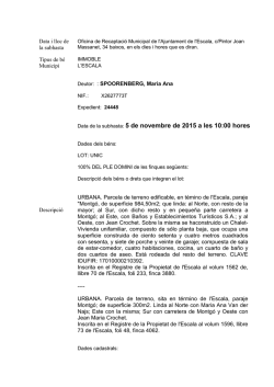 Data de la subhasta: 5 de novembre de 2015 a les 10:00