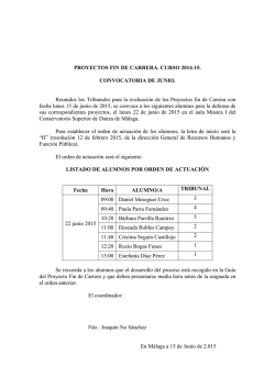 PROYECTOS FIN DE CARRERA. CURSO 2014-15