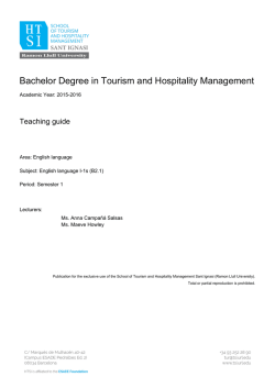 Bachelor Degree in Tourism and Hospitality Management