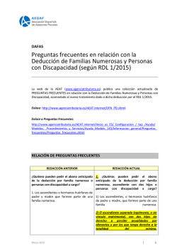 Preguntas frecuentes en relación con la Deducción de Familias