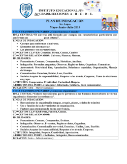 PLAN DE INDAGACIÓN - Instituto Educacional Juan XXIII