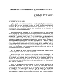 Didáctica: saber didáctico y prácticas docentes