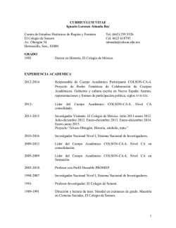 CURRICULUM VITAE - El Colegio de Sonora