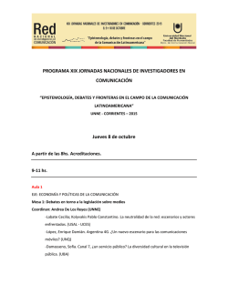 PROGRAMA XIX JORNADAS NACIONALES DE INVESTIGADORES