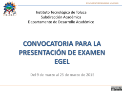 convocatoria de examen egel - Instituto Tecnológico de Toluca