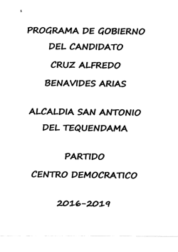 programa de gobierno del candidato cruz alfredo benavides arias