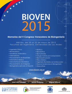Memorias del V Congreso Venezolano de Bioingeniería (BIOVEN)