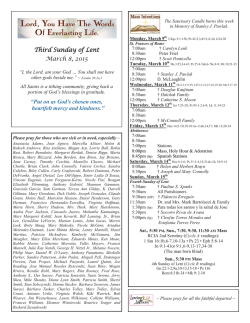 Third Sunday of Lent Third Sunday of Lent March 8, 2015
