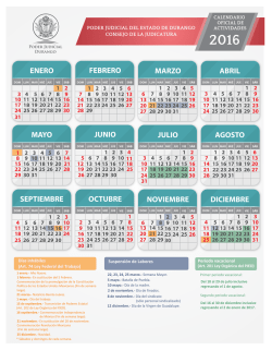 Calendario Oficial 2016 - Poder Judicial del Estado de Durango