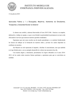 Carta de inicio Escolar 2015-2016