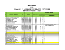 resultado de absolucion de reclamos delproceso de nombramiento