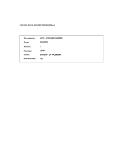 LISTADO DE SOLICITUDES PRESENTADAS Provincia