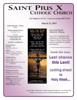 March 22, 2015 - St. Pius X Catholic Church