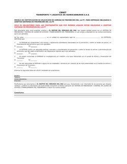 Certificación de aplicación de normas de prevención de LA-FT