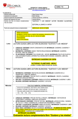 Evaluaci&oacute;n lectura complementaria libro &ldquo;Gustavo y los miedos&rdquo;