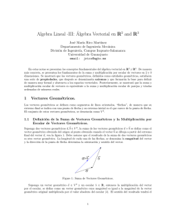 Algebra Lineal -III:´Algebra Vectorial en R2 and R3