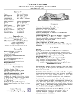 September 20, 2015 Bulletin - St. Joseph Catholic Church