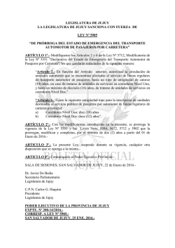 Ley Nº 5905 - Boletín Oficial de la Provincia de Jujuy