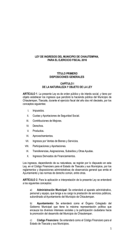 ley de ingresos del municipio de chiautempan, para el ejercicio