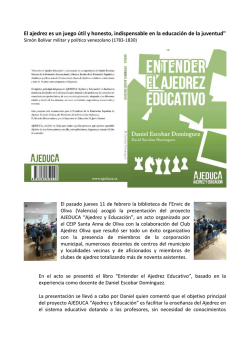 PDF. Presentación del libro Entender el Ajedrez Educativo