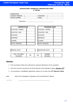 These details MUST be included in Cadet European Cup Outlines