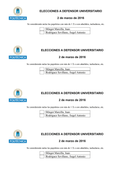 ELECCIONES A DEFENSOR UNIVERSITARIO 2 de marzo de 2016