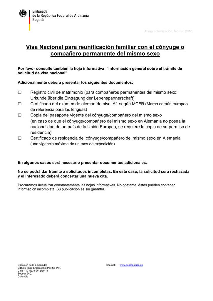 Visa Nacional Para Reunificacion Familiar Con El Conyuge O