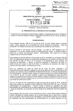 decreto 285 del 19 de febrero de 2016