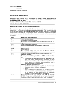 Relación provisional de aspirantes desestimados