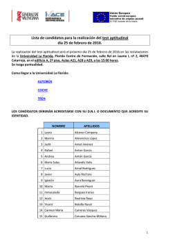 lista candidatos convocados a test aptitudinal 25 de febrero de 2016