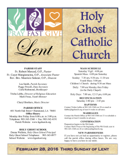 February 28 2016 - Holy Ghost Catholic Church