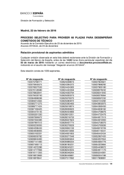 Relación provisional de aspirantes admitidos