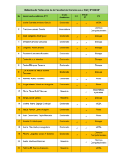 Relación de Profesores de la Facultad de Ciencias en el SNI y